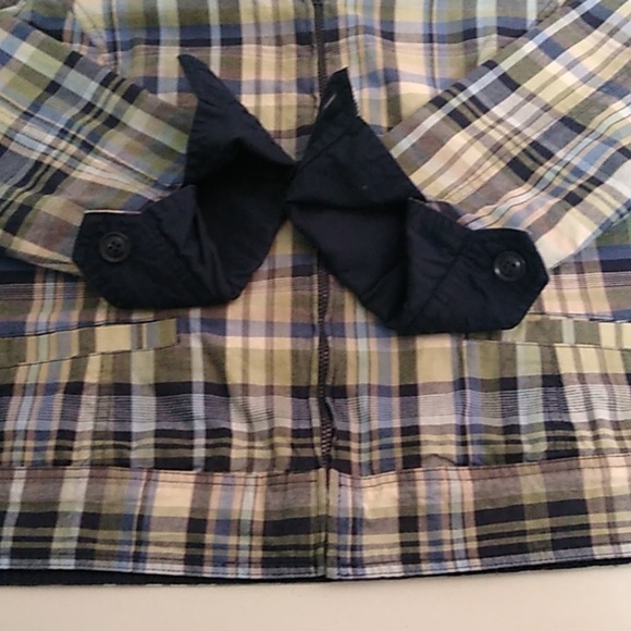 REVERSIBLE, PLAID TO NAVY, COLLARED, ZIP FRONT, JACKET - Picture 9 of 10